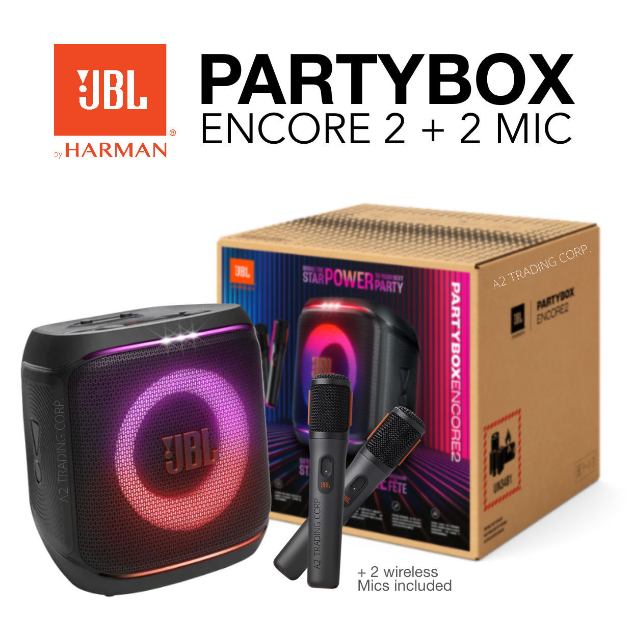 JBL Partybox Encore 2 - Portable party speaker with 2 mics