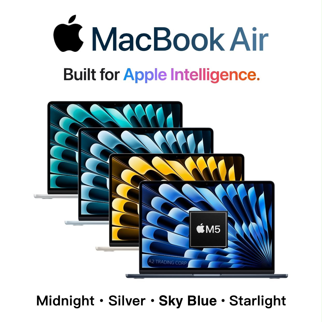 MacBook Air 13.6 Laptop, M5 Chip (10-Core CPU : 8-Core GPU), 16GB RAM, 512GB SSD