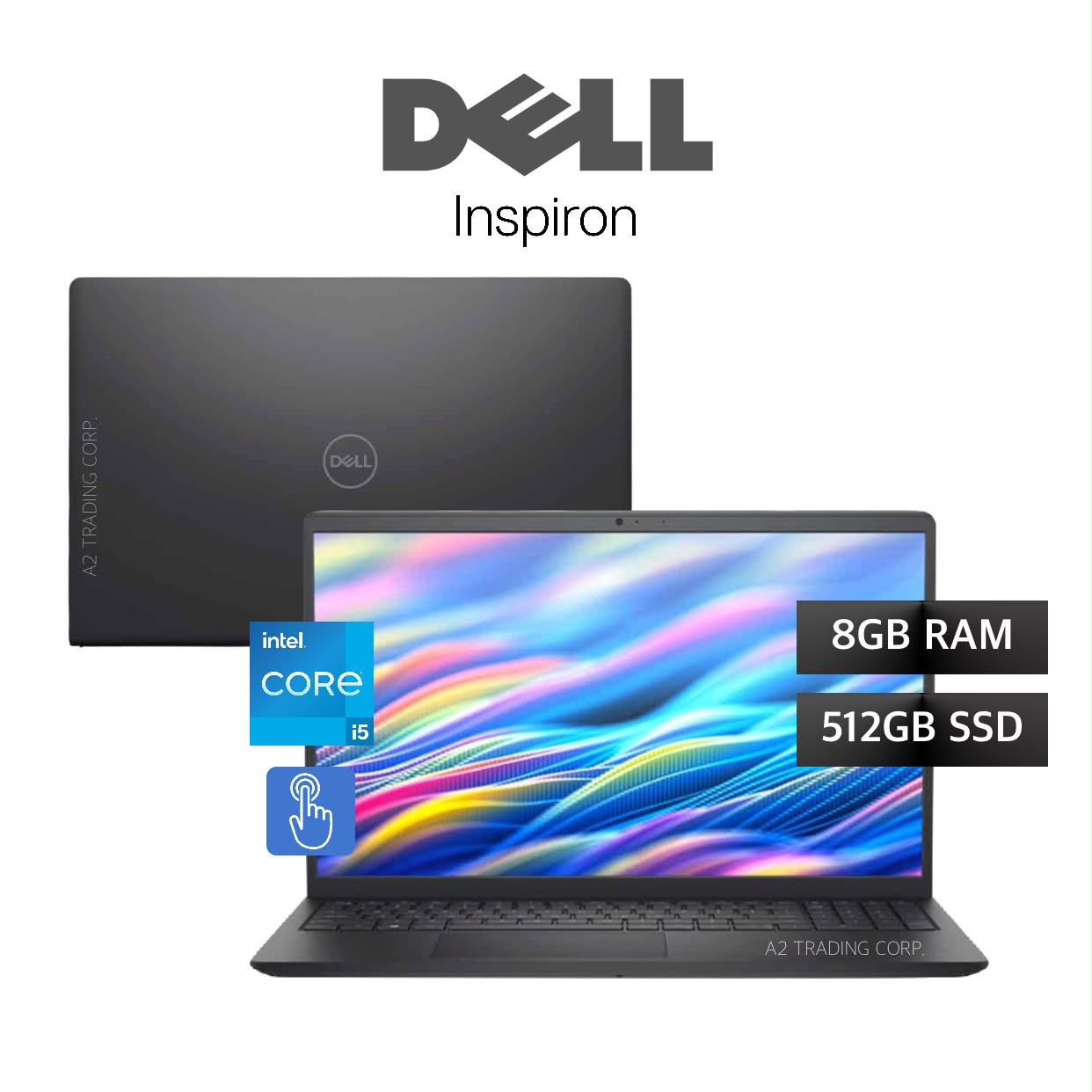 Dell 15.6 Touchscreen Laptop, Intel Core i5-1334U, 8GB RAM, 512GB SSD, Windows 11 Home - Carbon Black