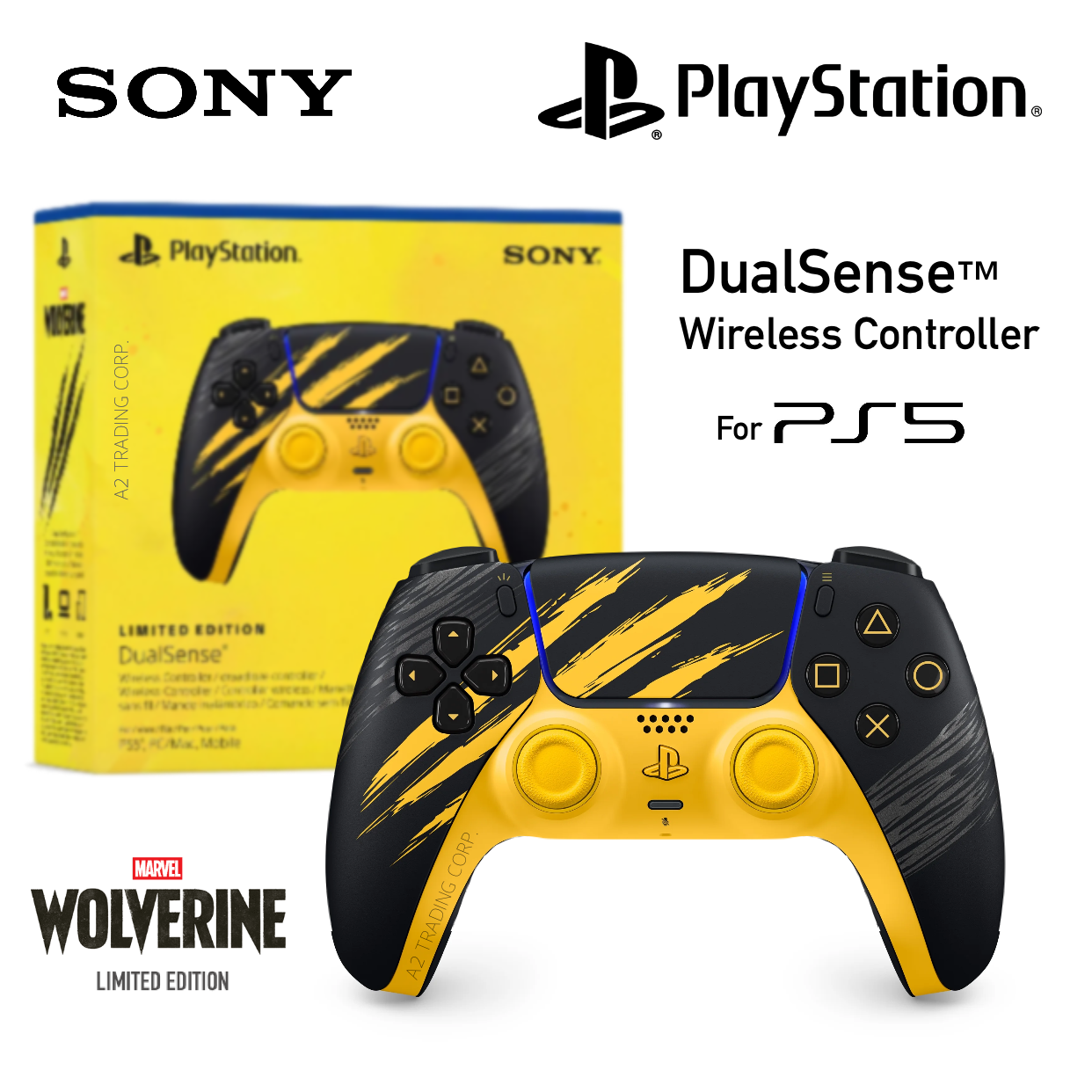 Sony DualSense Wireless Controller - Marvel’s Wolverine Battle Limited Edition – Yellow